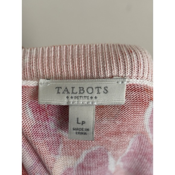 Talbots Womens Petite Large Pullover Top Floral Pink Orange Cotton Preppy Casual - Picture 3 of 6